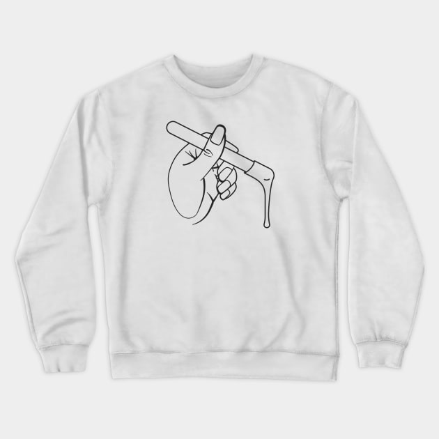 Esthetician Hand With Waxing Stick Crewneck Sweatshirt by THP Creative